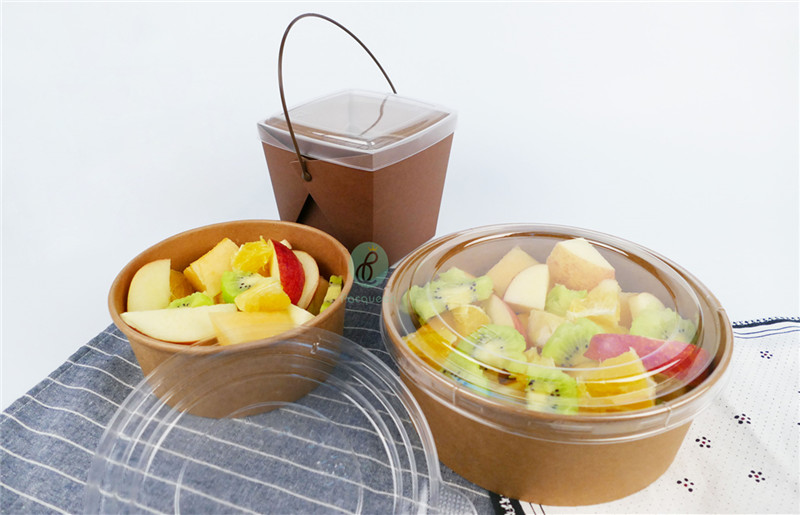 Disposable Kraft Paper Bowls With Lids Paper Takeaway Bowls - Temu