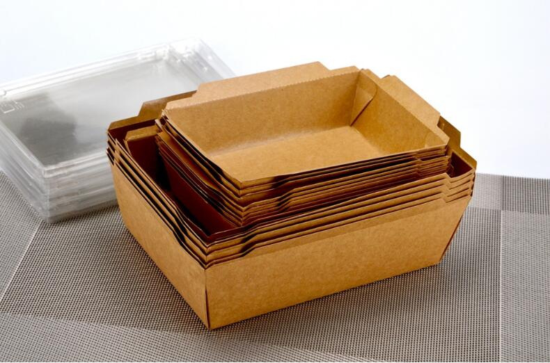 Download Disposable Kraft Paper Food Container with Clear PET Lid Yellowimages Mockups